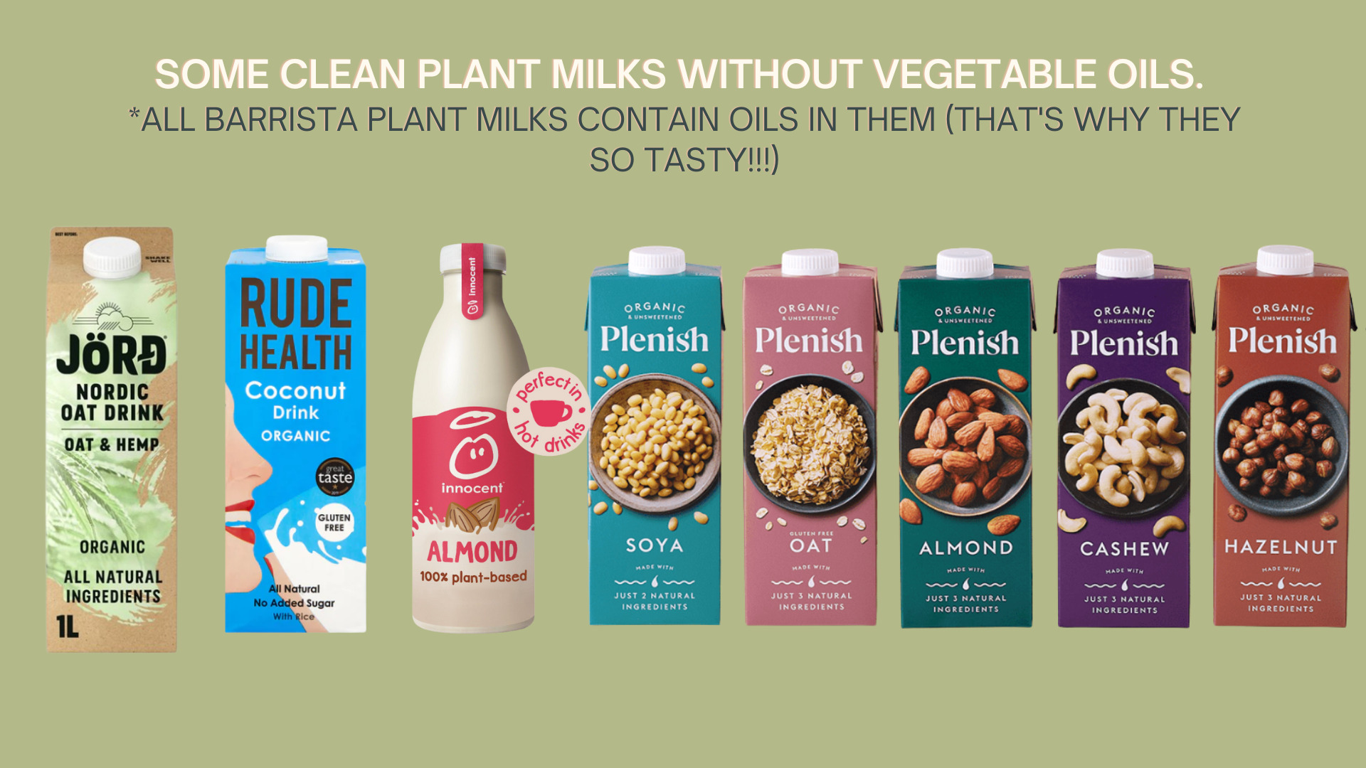 example of plant milks without vegetable oils